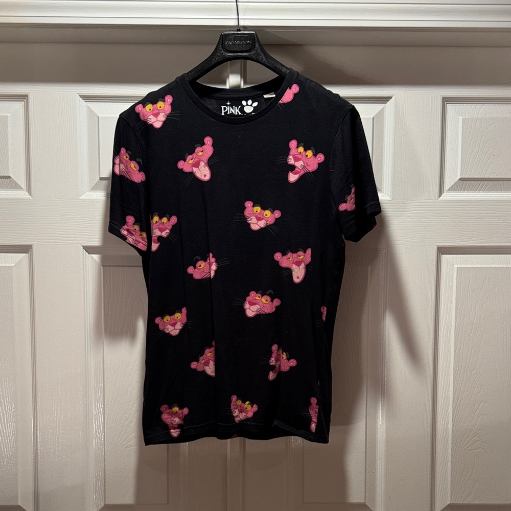 Eleven Paris Black Tee with Pink Panther Design